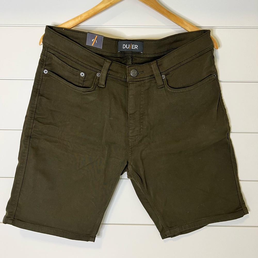 Army Green DUER Jean Shorts Slim Fit
